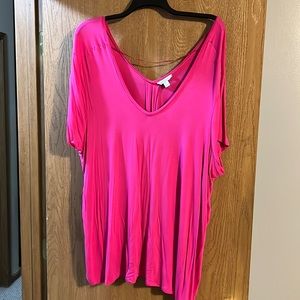 Pink deep V neck top from Boutique + size 4x